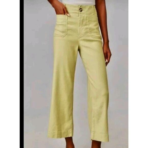 Anthropologie Pants - Anthropologie Maeve Colette Linen Wide-Leg Pants Sz 26 Lime GreenNWTS